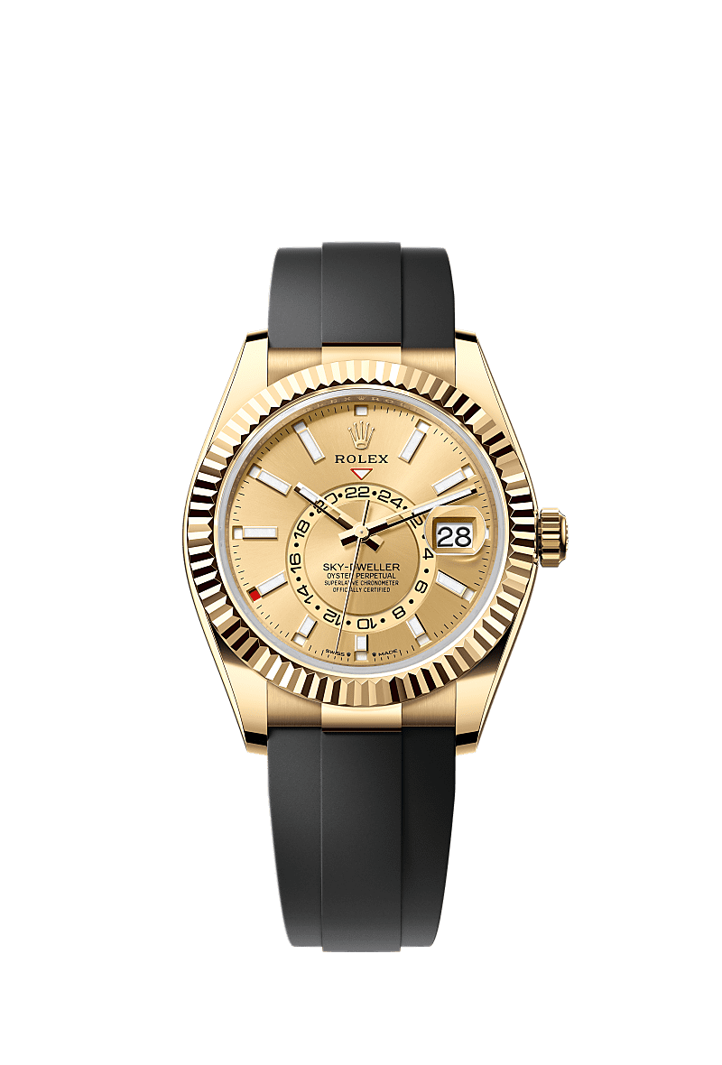 Rolex Sky-Dweller Yellow Gold / Champagne / OysterFlex — Ref. 336238