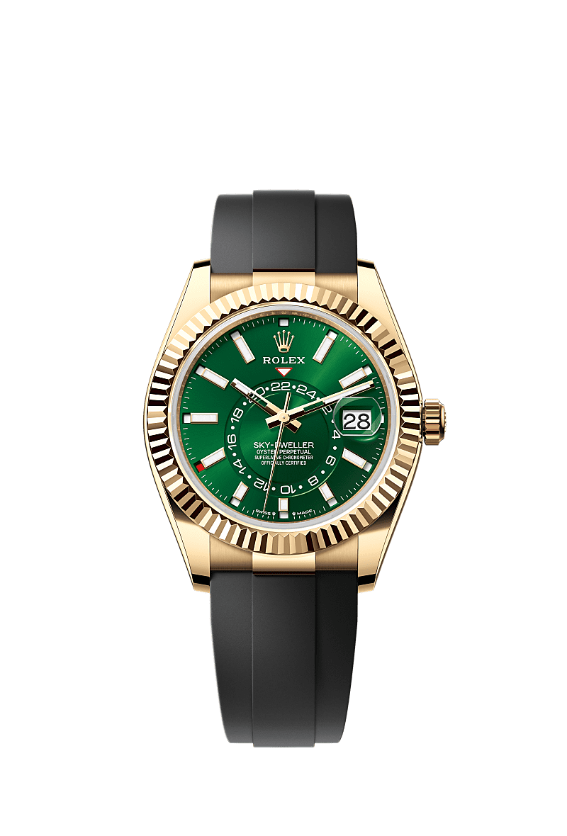 Rolex - Sky-Dweller Yellow Gold / Green / OysterFlex — Ref. 336238