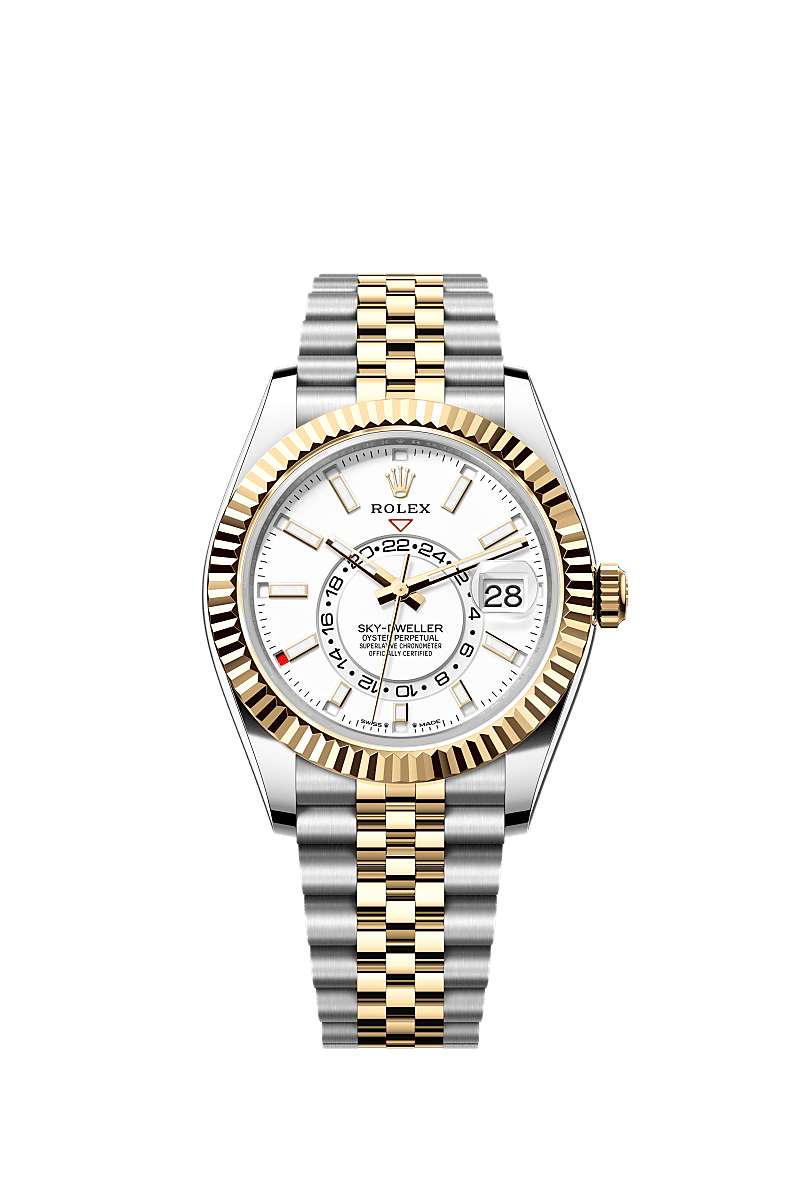 Rolex Sky-Dweller Stainless Steel - Yellow Gold / White / Jubilee — Ref. 336933