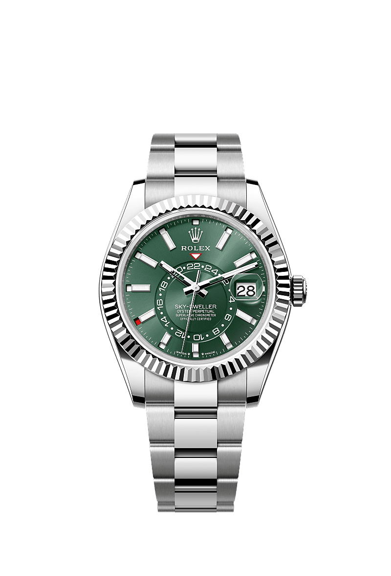 Rolex Sky-Dweller - Staal / Witgoud - Groen wijzerplaat (336934)