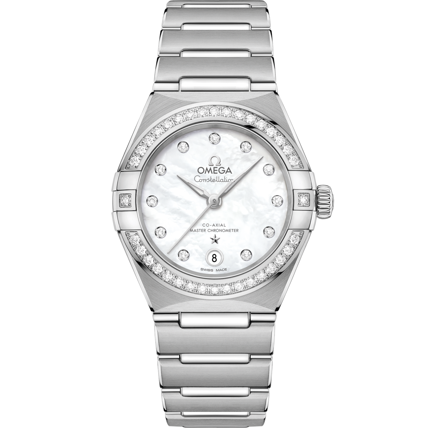 Omega Constellation Manhattan 29 Co-Axial Master Chronometer Stainless Steel / MOP / Diamond — Ref. 131.15.29.20.55.001