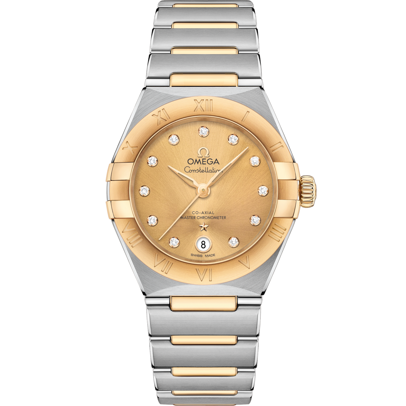 Omega Constellation Manhattan 29 Co-Axial Master Chronometer Stainless Steel / Yellow Gold / Champagne Diamond — Ref. 131.20.29.20.58.001