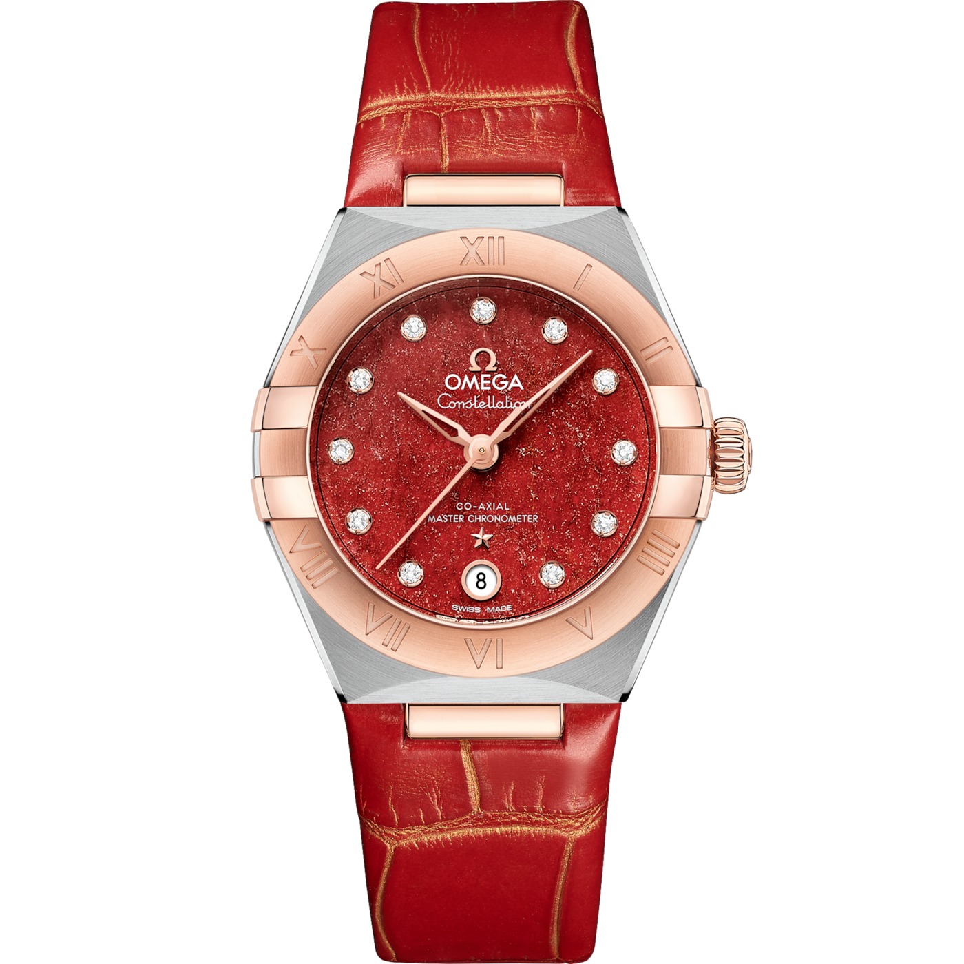 Omega Constellation Manhattan 29 Co-Axial Master Chronometer Stainless Steel / Sedna Gold / Red Aventurine — Ref. 131.23.29.20.99.002