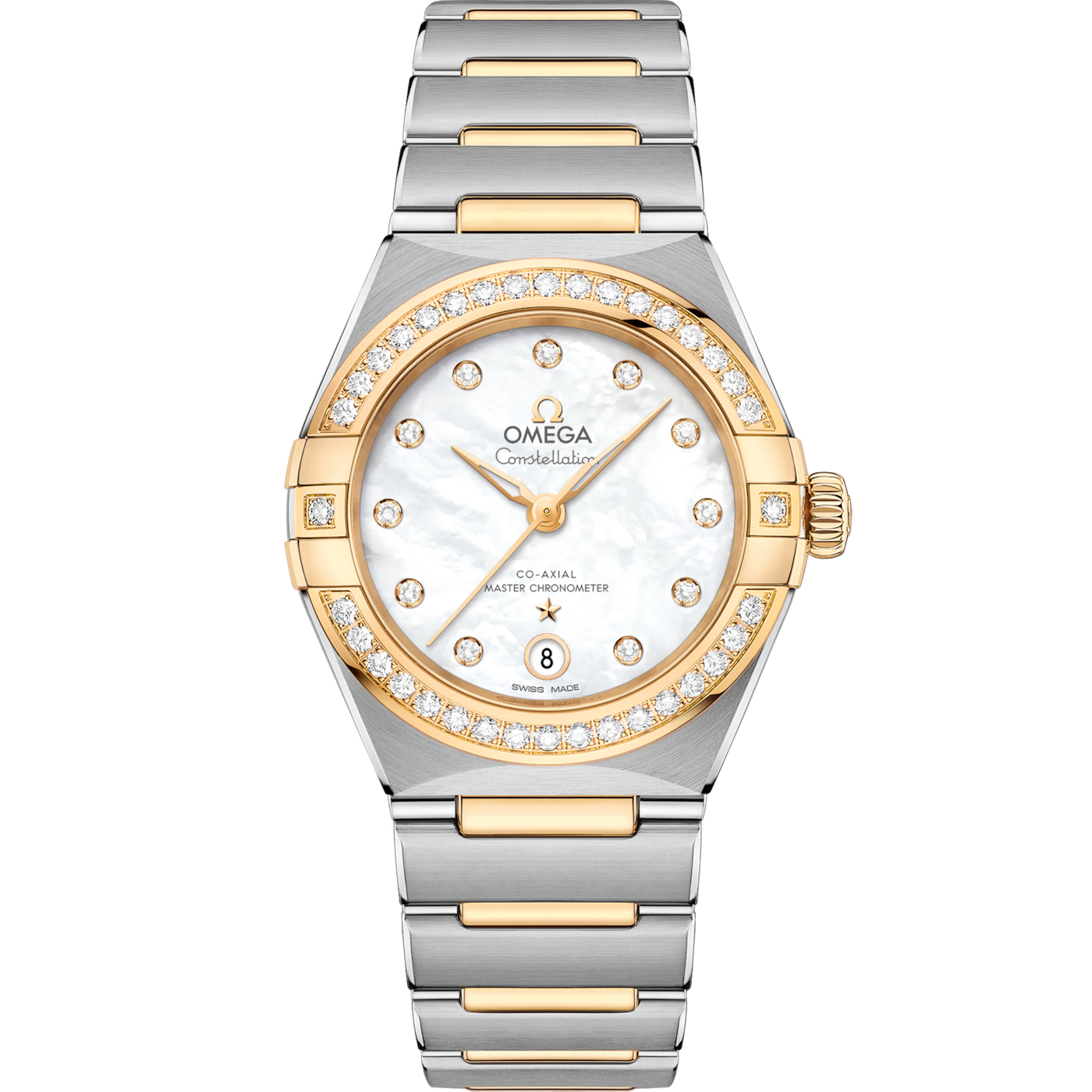 Omega Constellation Manhattan 29 Co-Axial Master Chronometer Stainless Steel / Yellow Gold / MOP / Diamond — Ref. 131.25.29.20.55.002