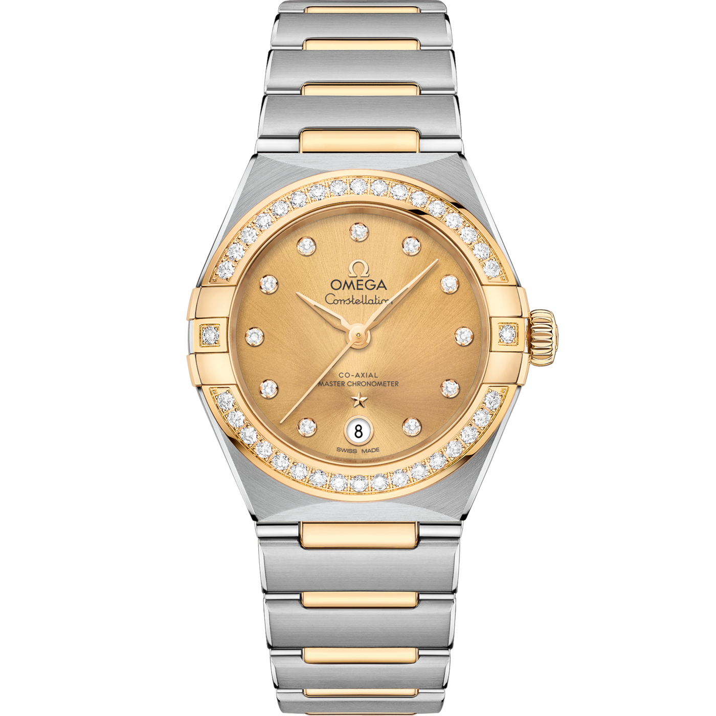 Omega Constellation Manhattan 29 Co-Axial Master Chronometer Stainless Steel / Yellow Gold / Champagne Diamond / Diamond — Ref. 131.25.29.20.58.001
