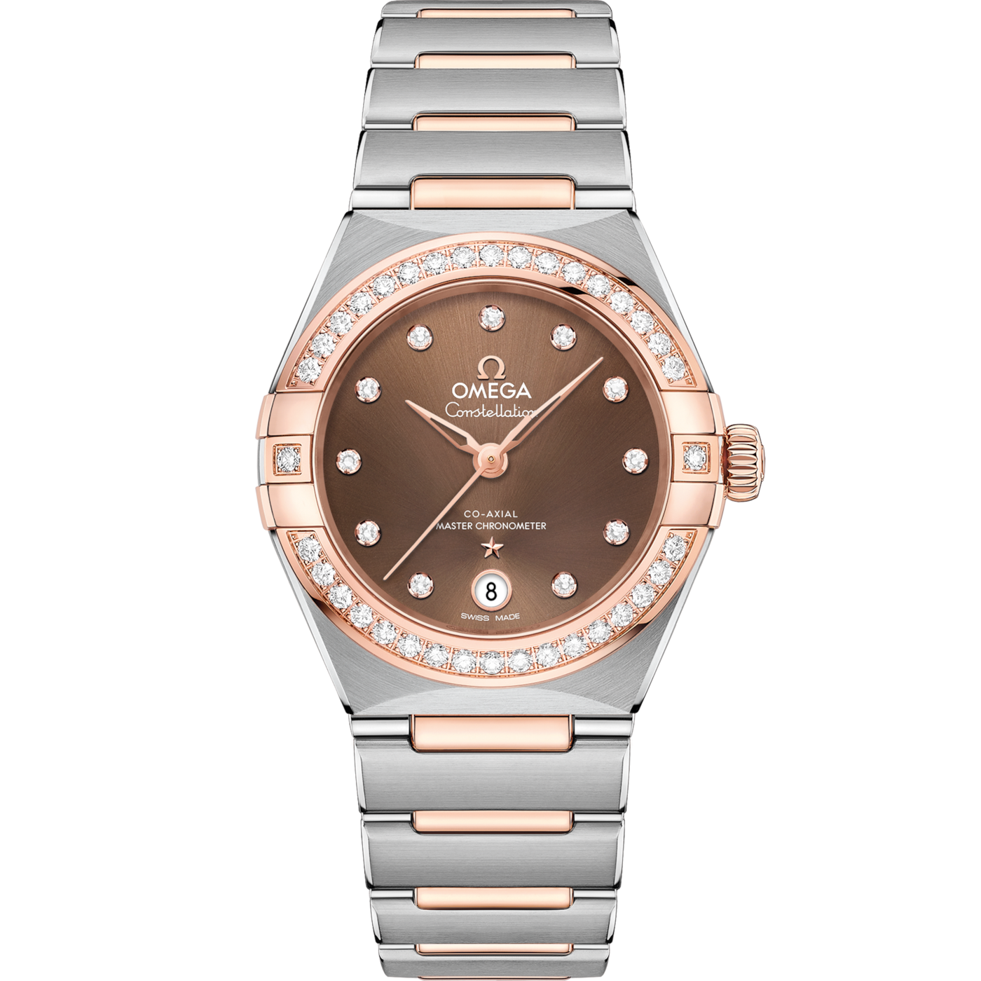 Omega Constellation Manhattan 29 Co-Axial Master Chronometer Stainless Steel / Sedna Gold / Brown Diamond / Diamond — Ref. 131.25.29.20.63.001