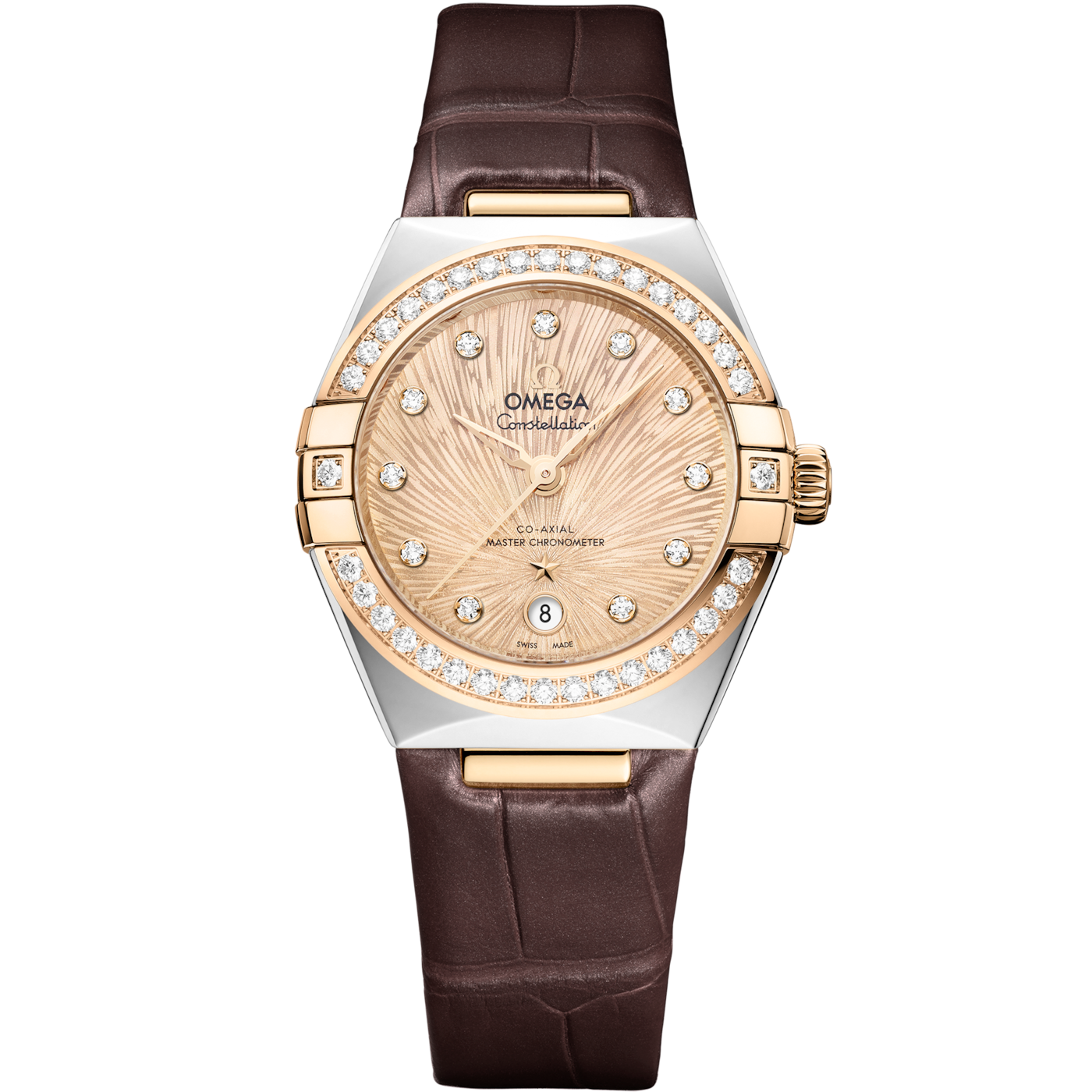 Omega Constellation 29åÊmm, steel - Moonshine gold on Alligator - 131.28.29.20.58.001 — Ref. 131.28.29.20.58.001