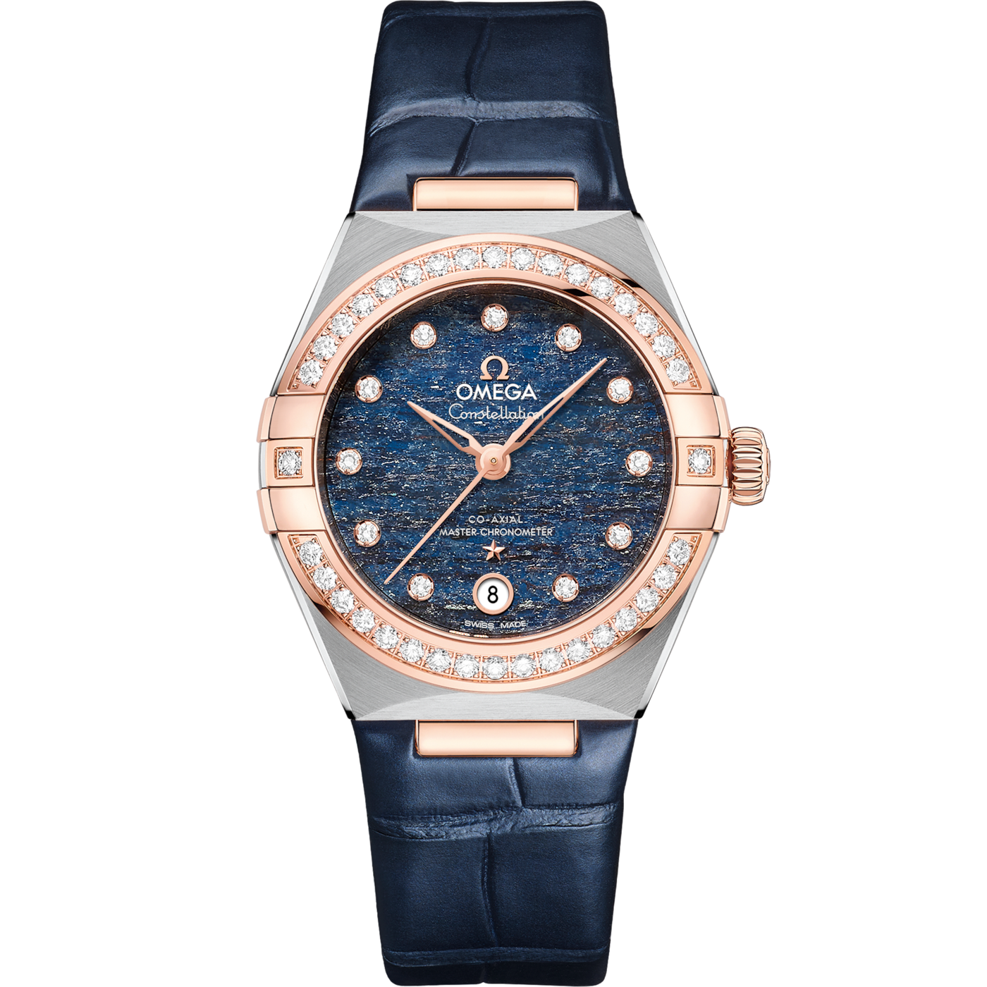 Omega Constellation Manhattan 29 Co-Axial Master Chronometer Stainless Steel / Sedna Gold / Diamond / Blue Aventurine — Ref. 131.28.29.20.99.003