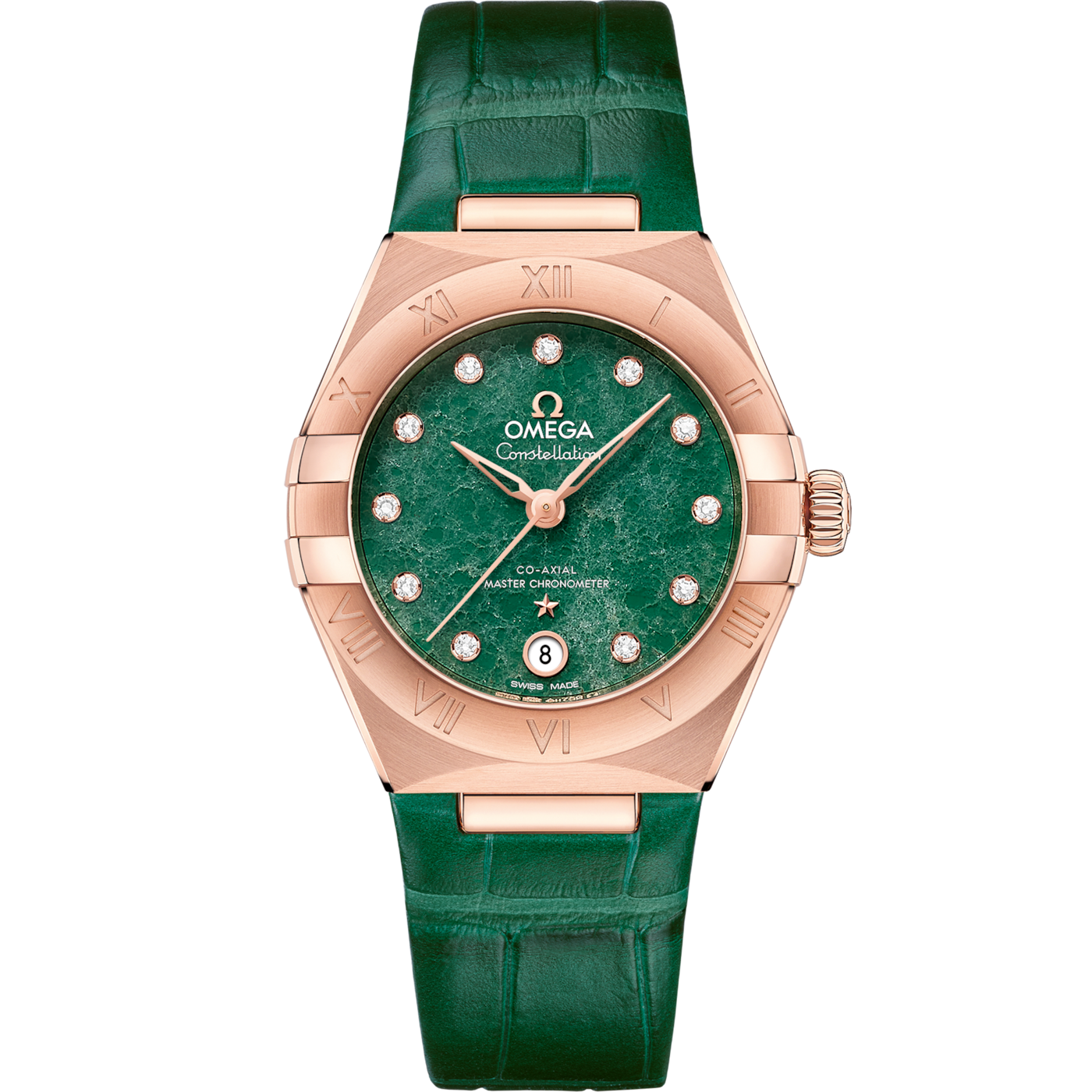 Omega Constellation Manhattan 29 Co-Axial Master Chronometer Sedna Gold / Green Aventurine — Ref. 131.53.29.20.99.002