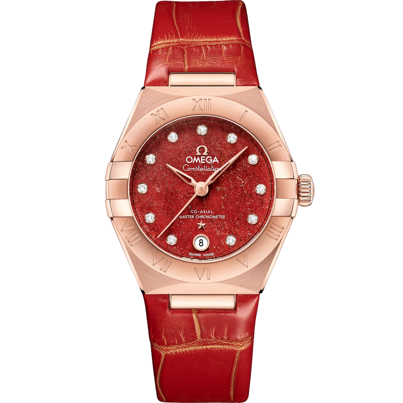 Omega Constellation Manhattan 29 Co-Axial Master Chronometer Sedna Gold / Red Aventurine — Ref. 131.53.29.20.99.003