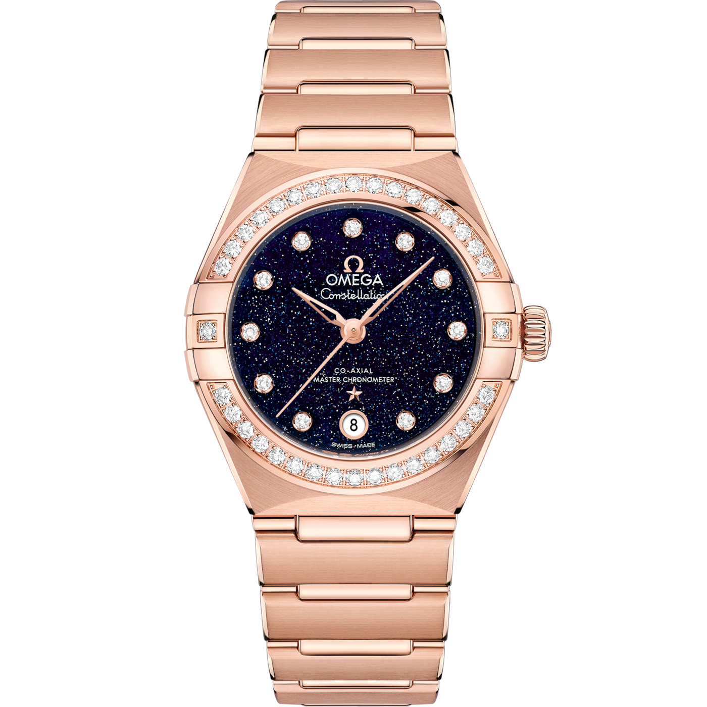 Omega Constellation Manhattan 29 Co-Axial Master Chronometer Sedna Gold / Aventurine / Diamond — Ref. 131.55.29.20.53.003