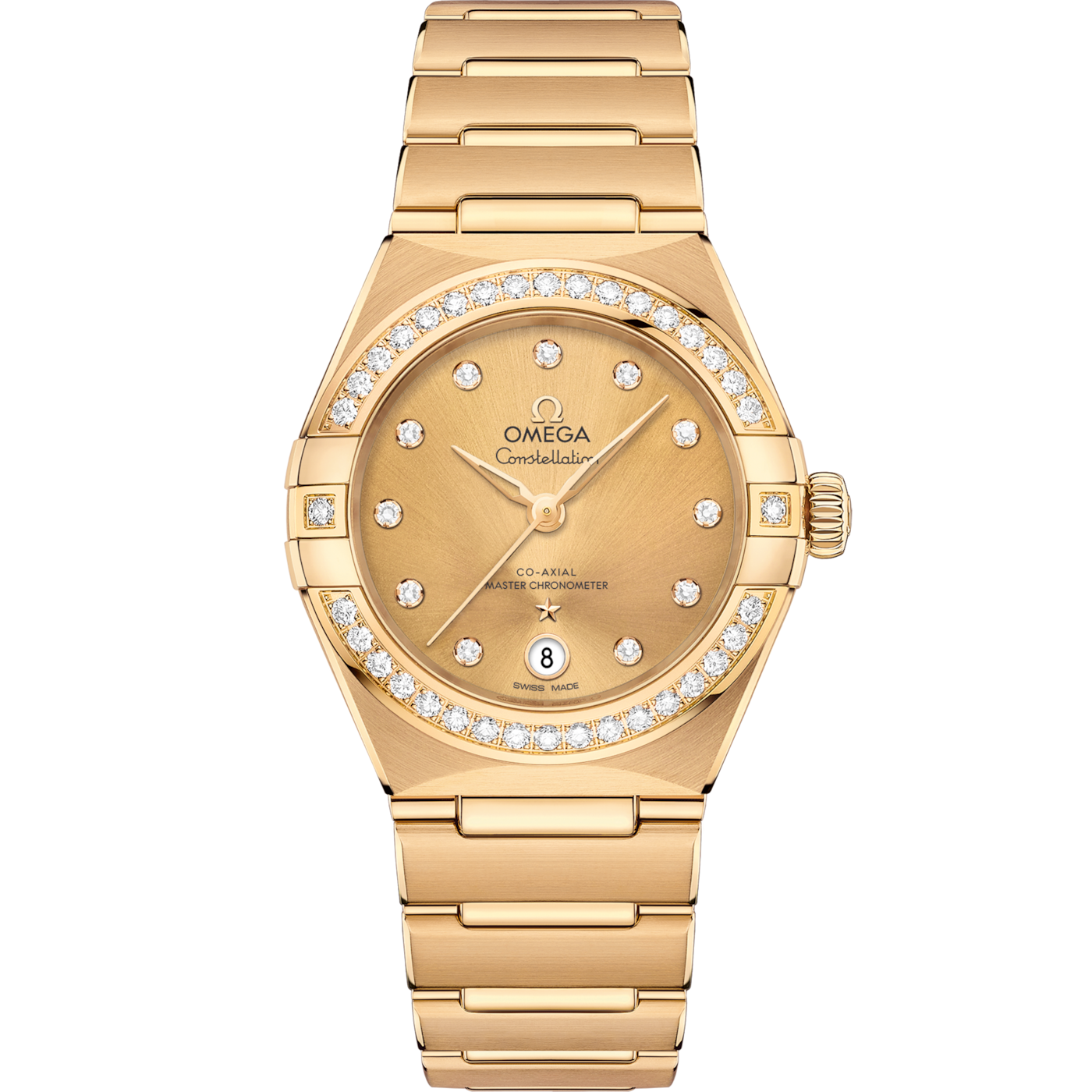 Omega Constellation Manhattan 29 Co-Axial Master Chronometer Yellow Gold / Champagne / Diamond — Ref. 131.55.29.20.58.001