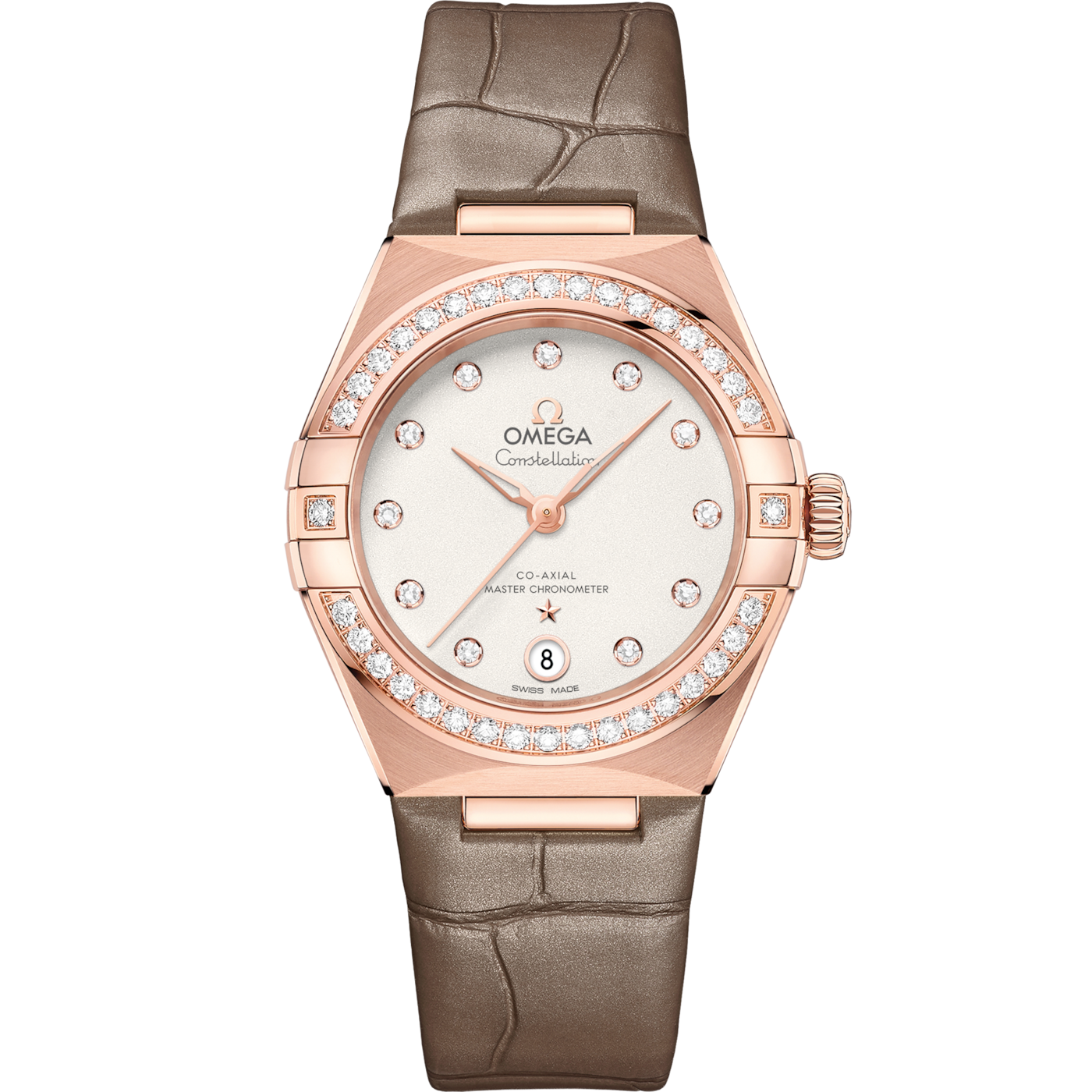 Omega Constellation Manhattan 29 Co-Axial Master Chronometer Sedna Gold / Diamond / Silver - Diamond — Ref. 131.58.29.20.52.002