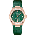 Omega Constellation Manhattan 29 Co-Axial Master Chronometer Sedna Gold / Diamond / Green Aventurine — Ref. 131.58.29.20.99.004