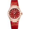 Omega Constellation Manhattan 29 Co-Axial Master Chronometer Sedna Gold / Diamond / Red Aventurine — Ref. 131.58.29.20.99.005