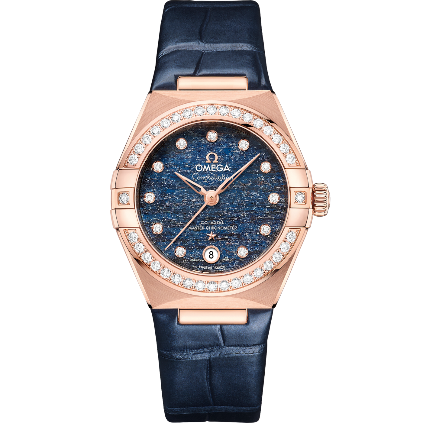 Omega Constellation Manhattan 29 Co-Axial Master Chronometer Sedna Gold / Diamond / Blue Aventurine — Ref. 131.58.29.20.99.006