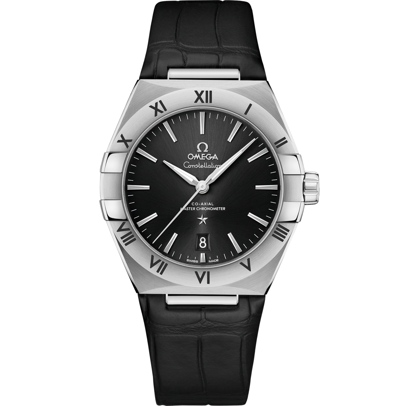 Omega Constellation Master Chronometer 39 Stainless Steel / Black / Alligator — Ref. 131.13.39.20.01.001
