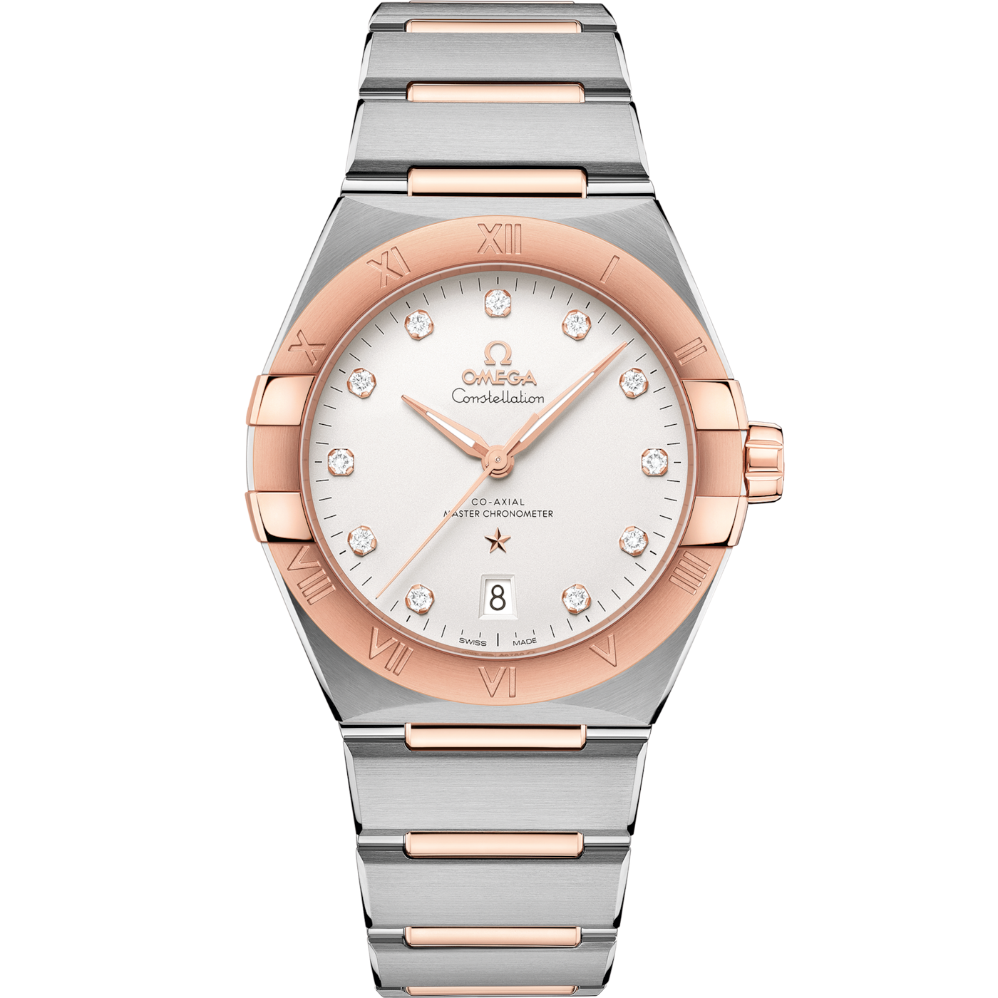 Omega Constellation Master Chronometer 39 Stainless Steel / Sedna / Silver-Diamond / Bracelet — Ref. 131.20.39.20.52.001
