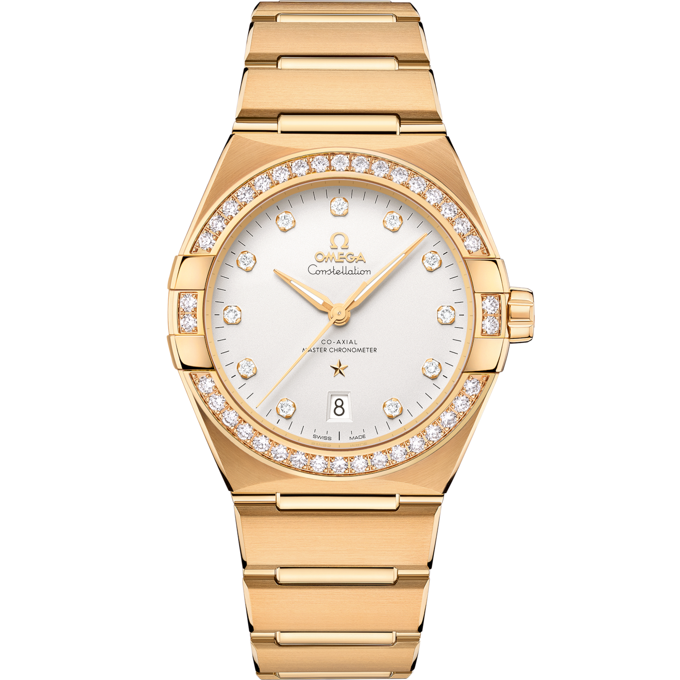 Omega Constellation Master Chronometer 39 Yellow Gold - Diamond / Silver / Bracelet — Ref. 131.55.39.20.52.002
