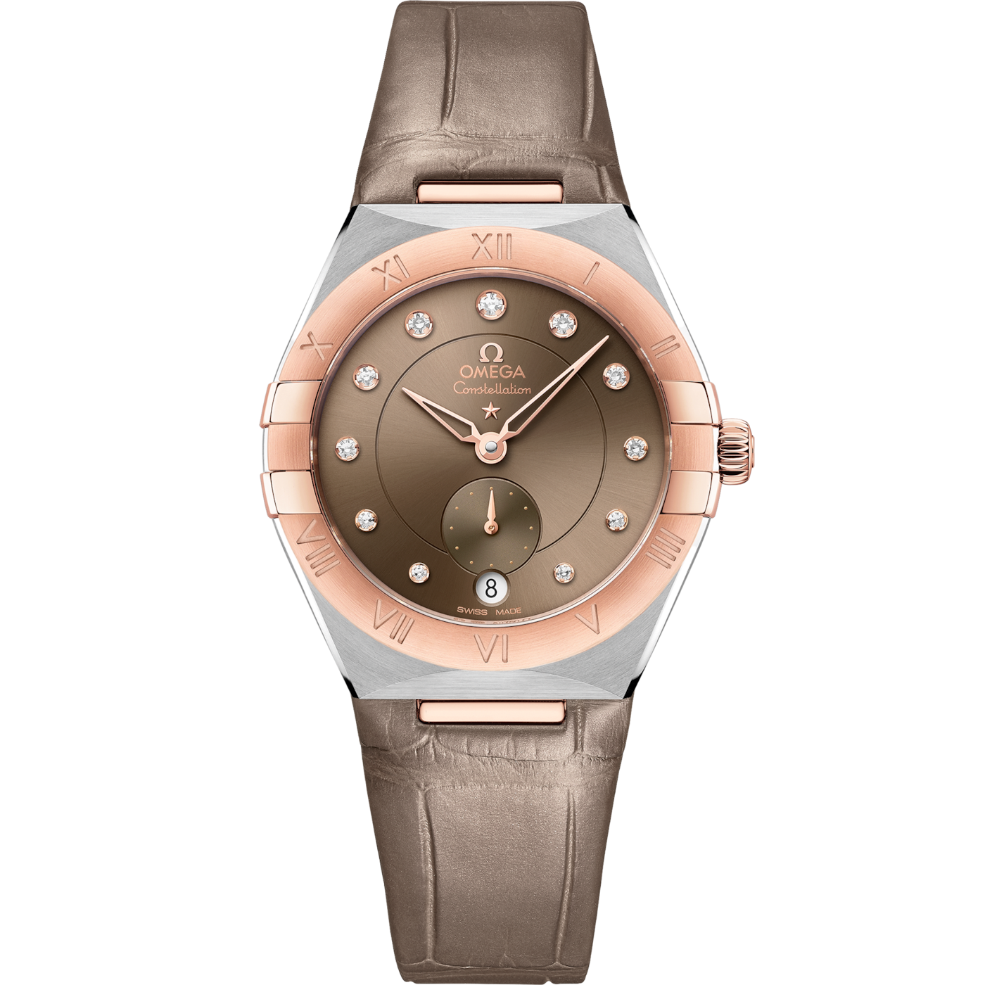 Omega Constellation Master Chronometer Small Seconds 34 Stainless Steel / Sedna Gold / Brown - Diamond — Ref. 131.23.34.20.63.001