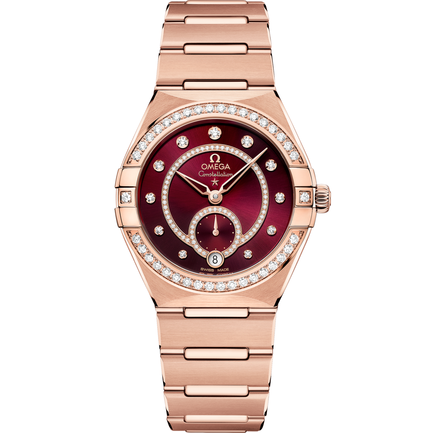 Omega Constellation Master Chronometer Small Seconds 34 Sedna Gold / Diamond / Black / Bracelet — Ref. 131.55.34.20.61.001