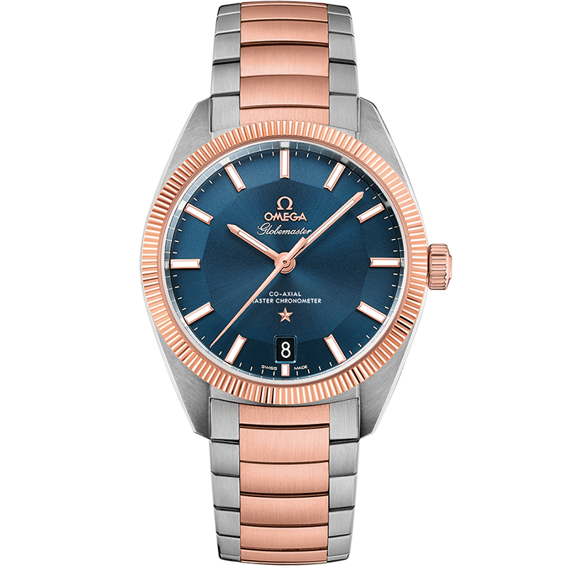 Omega Globemaster Stainless Steel / Sedna Gold / Blue / Bracelet — Ref. 130.20.39.21.03.001