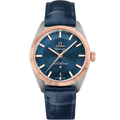 Omega Globemaster Stainless Steel / Sedna Gold / Blue / Alligator — Ref. 130.23.39.21.03.001