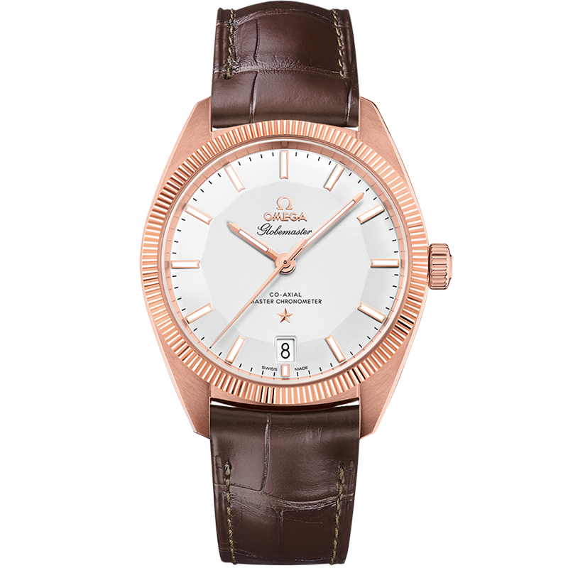 Omega Globemaster Sedna Gold / Silver / Leather — Ref. 130.53.39.21.02.001