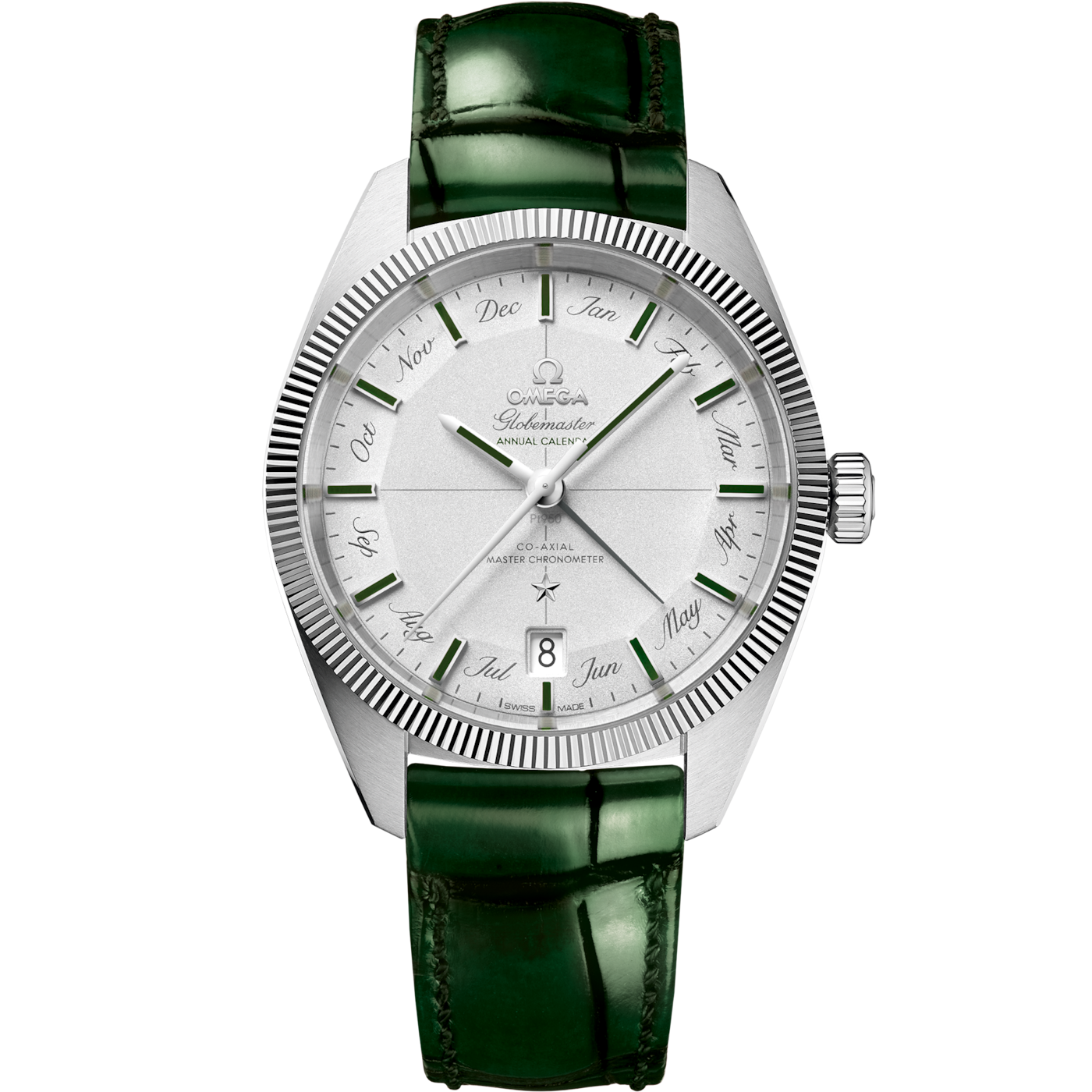 Omega Globemaster Annual Calendar Platinum / Silver / Green — Ref. 130.93.41.22.99.002