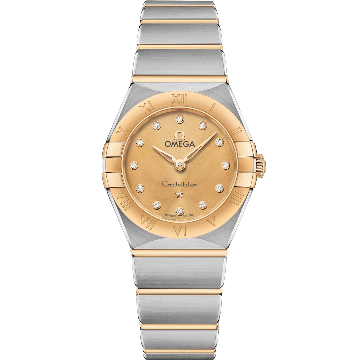 Omega Constellation Manhattan 25 Quartz Stainless Steel / Yellow Gold / Champagne - Diamond — Ref. 131.20.25.60.58.001