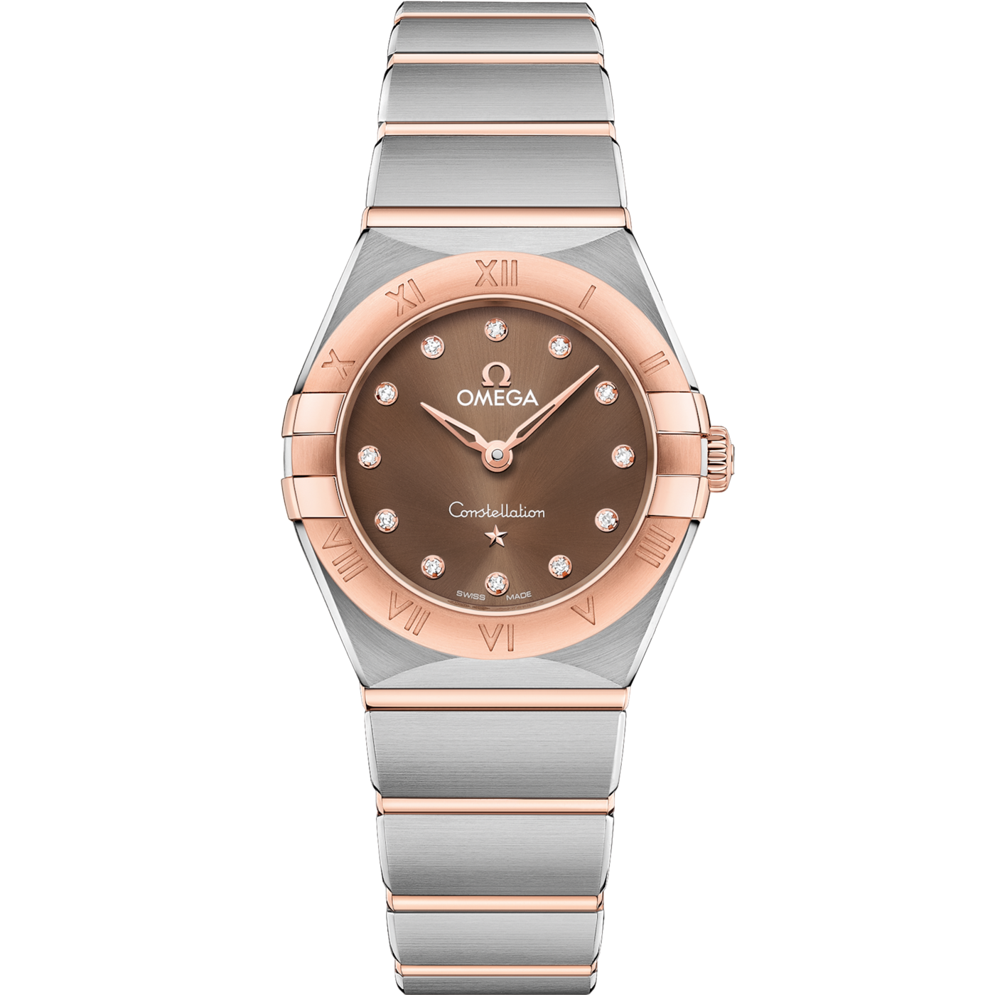 Omega Constellation Manhattan 25 Quartz Stainless Steel / Sedna Gold / Brown - Diamond — Ref. 131.20.25.60.63.001