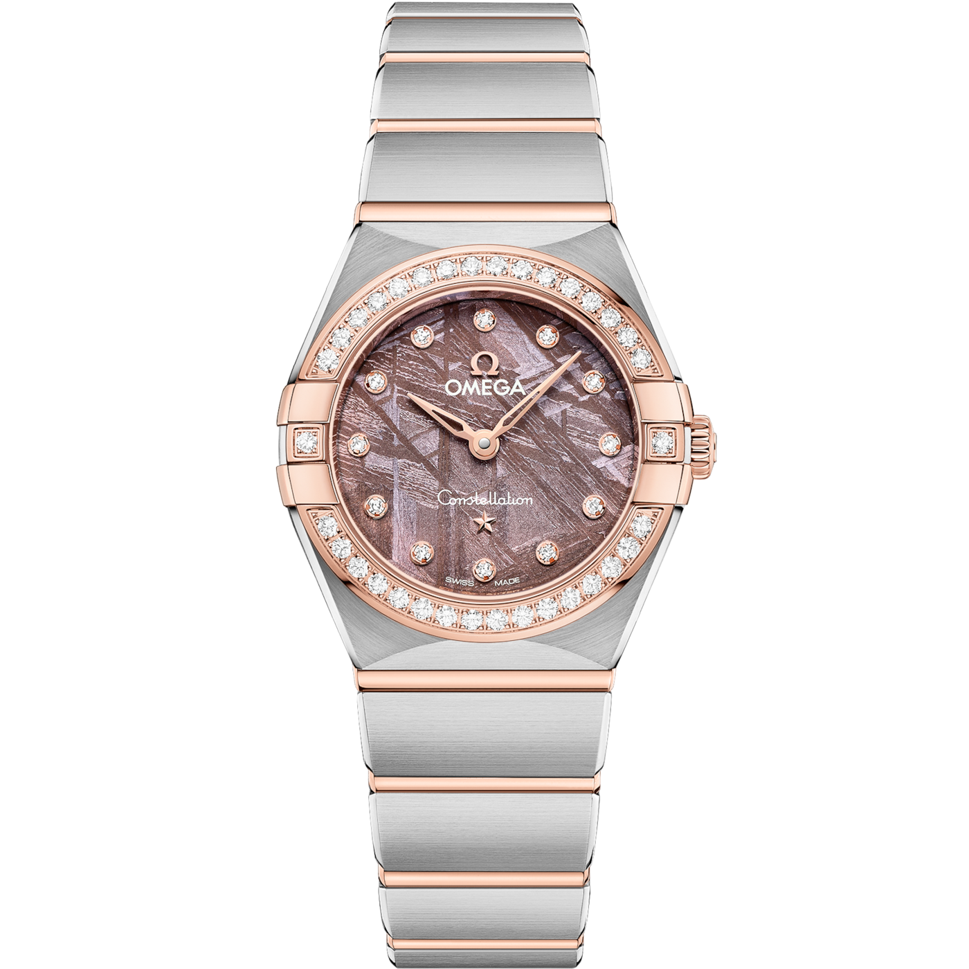 Omega Constellation Manhattan 25 Quartz Stainless Steel - Sedna Gold - Diamond / Lilac Meteorite — Ref. 131.25.25.60.99.001