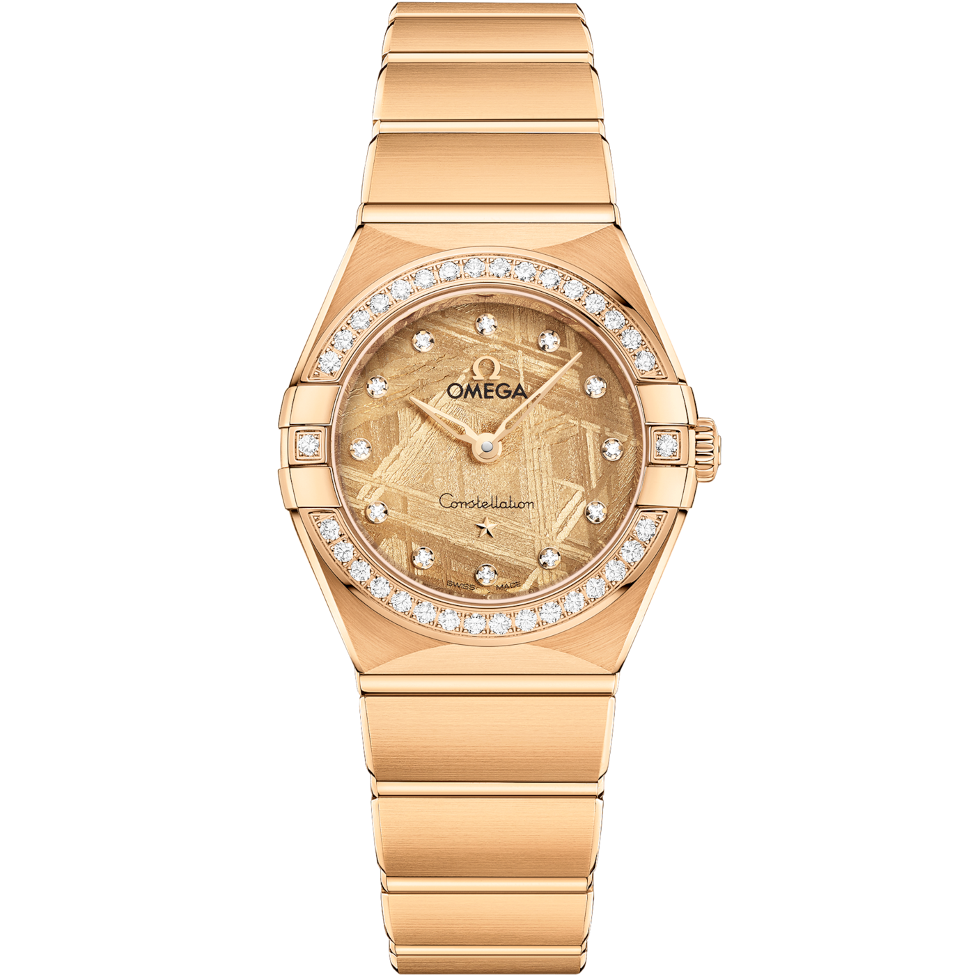 Omega Constellation Manhattan 28 Quartz Yellow Gold - Diamond / Moonshine Meteorite — Ref. 131.55.25.60.99.003