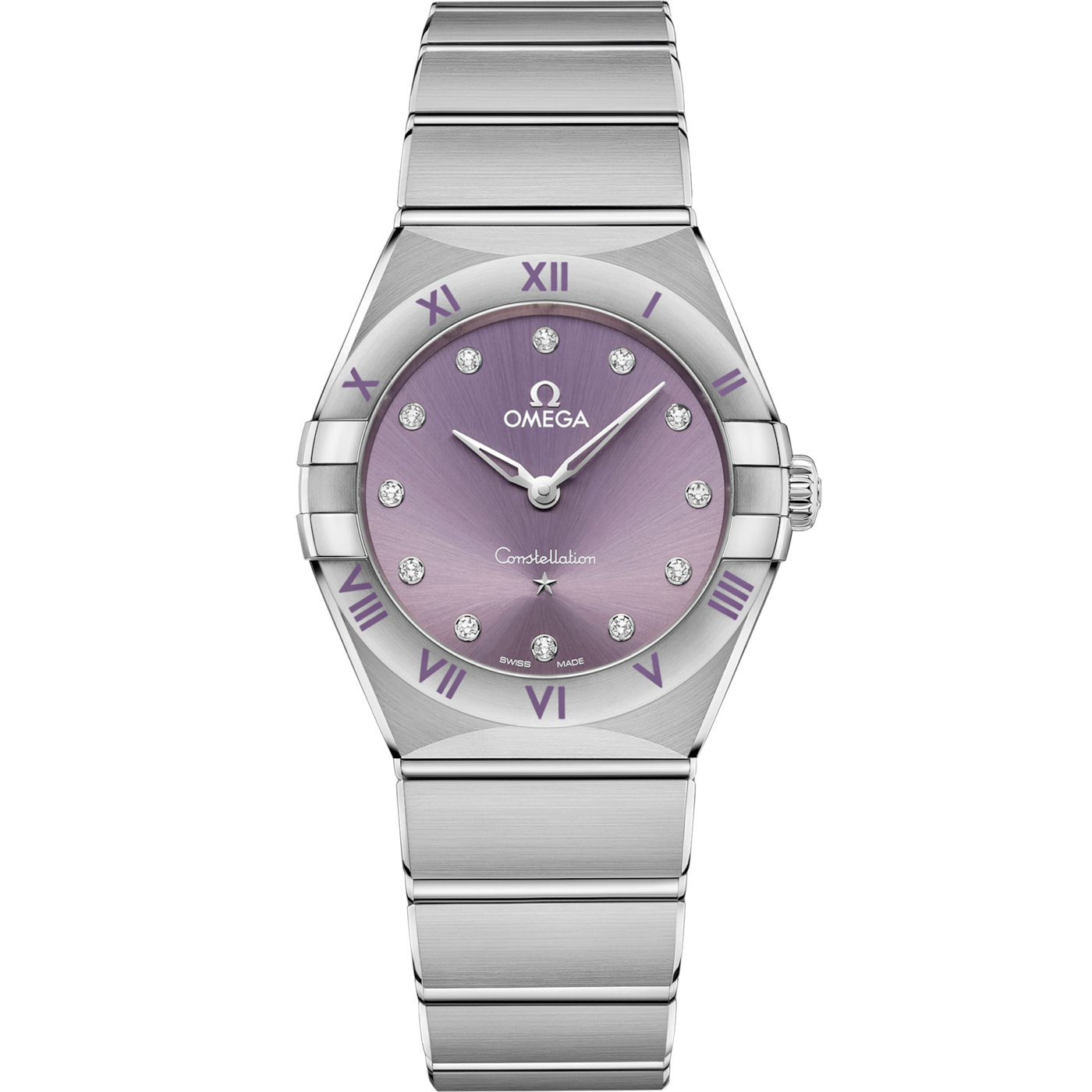 Omega Constellation Manhattan 28 Quartz Stainless Steel / Purple — Ref. 131.10.28.60.60.002