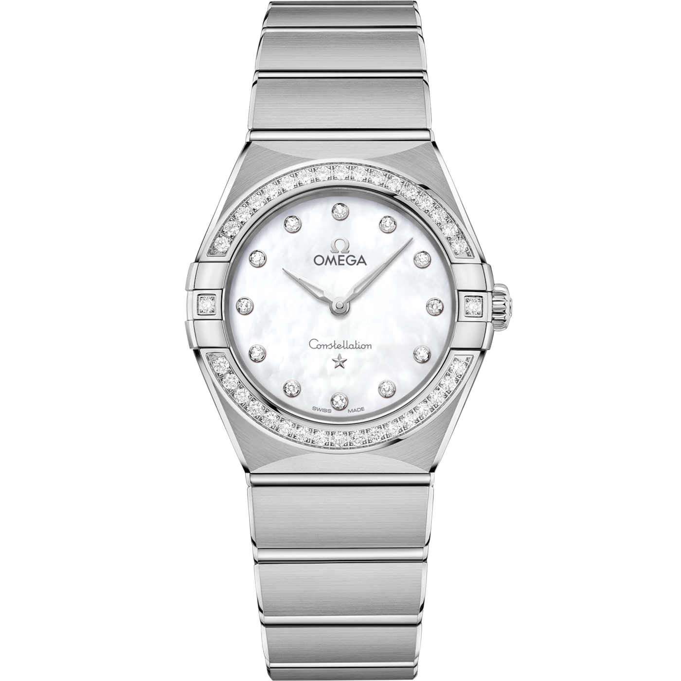 Omega Constellation Manhattan 28 Quartz Stainless Steel / MOP / Diamond — Ref. 131.15.28.60.55.001