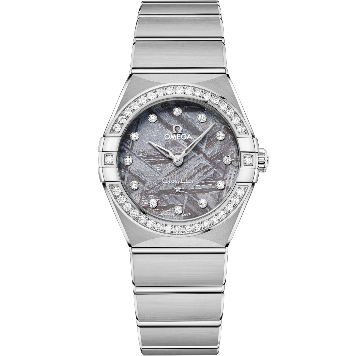 Omega Constellation Manhattan 28 Quartz Stainless Steel - Diamond / Lavender Meteorite — Ref. 131.15.28.60.99.001