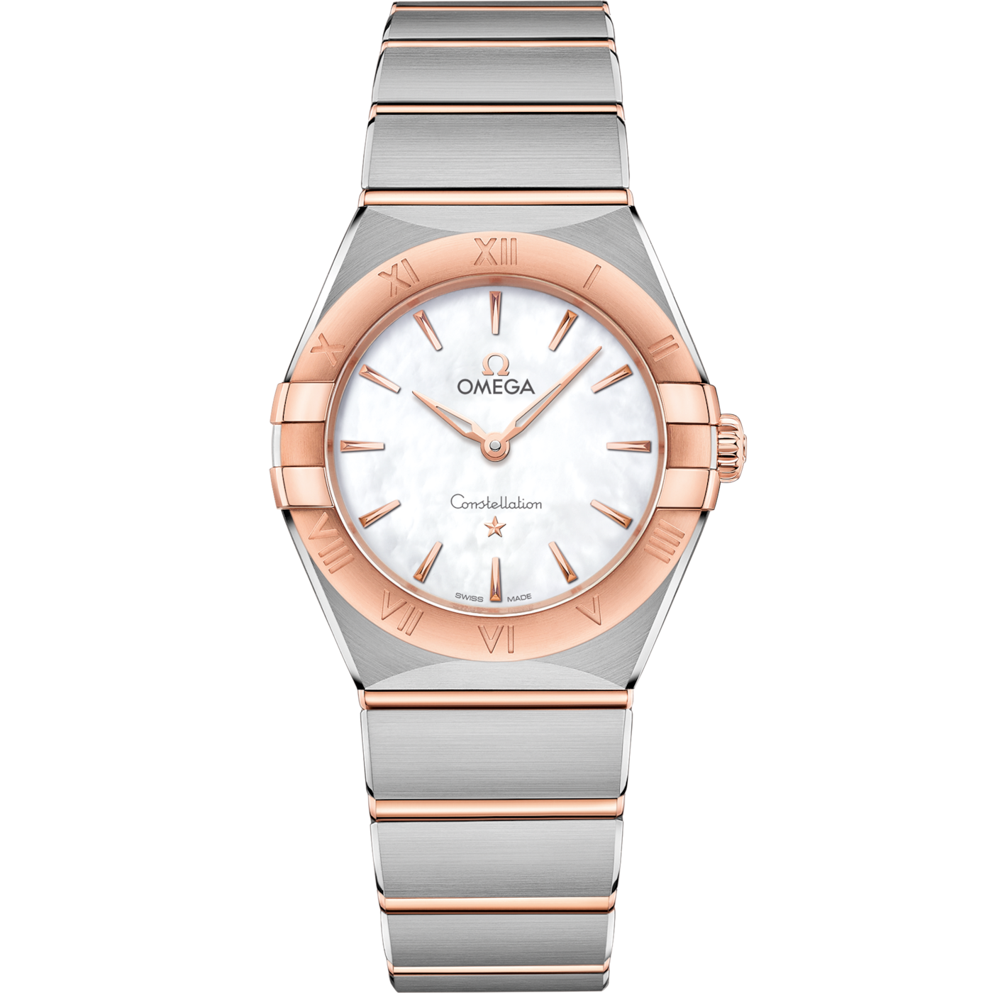 Omega Constellation Manhattan 28 Quartz Stainless Steel / Sedna Gold / MOP — Ref. 131.20.28.60.05.001