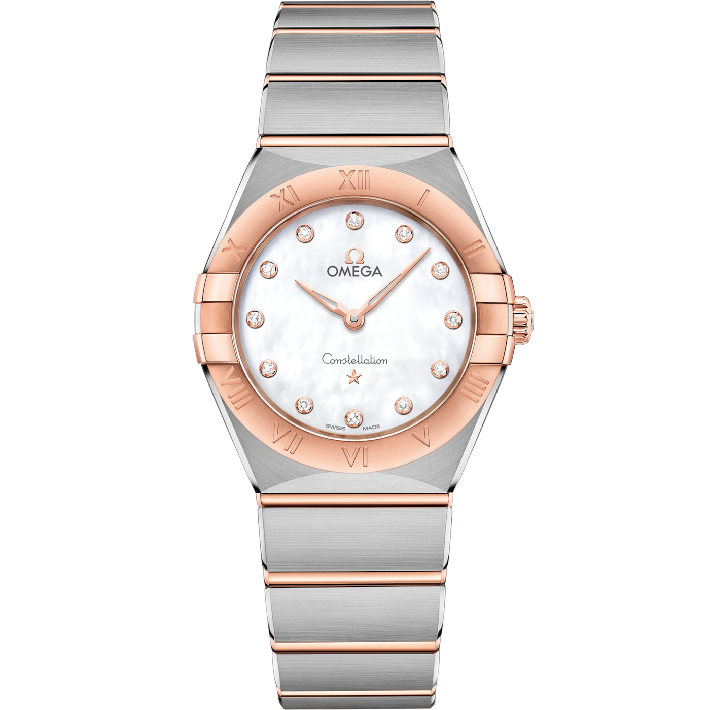 Omega Constellation Manhattan 28 Quartz Stainless Steel / Sedna Gold / MOP — Ref. 131.20.28.60.55.001