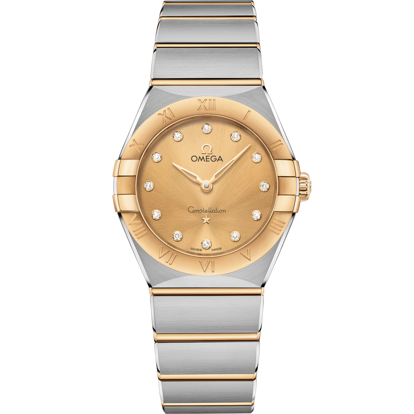 Omega Constellation Manhattan 28 Quartz Stainless Steel / Yellow Gold / Champagne Diamond — Ref. 131.20.28.60.58.001
