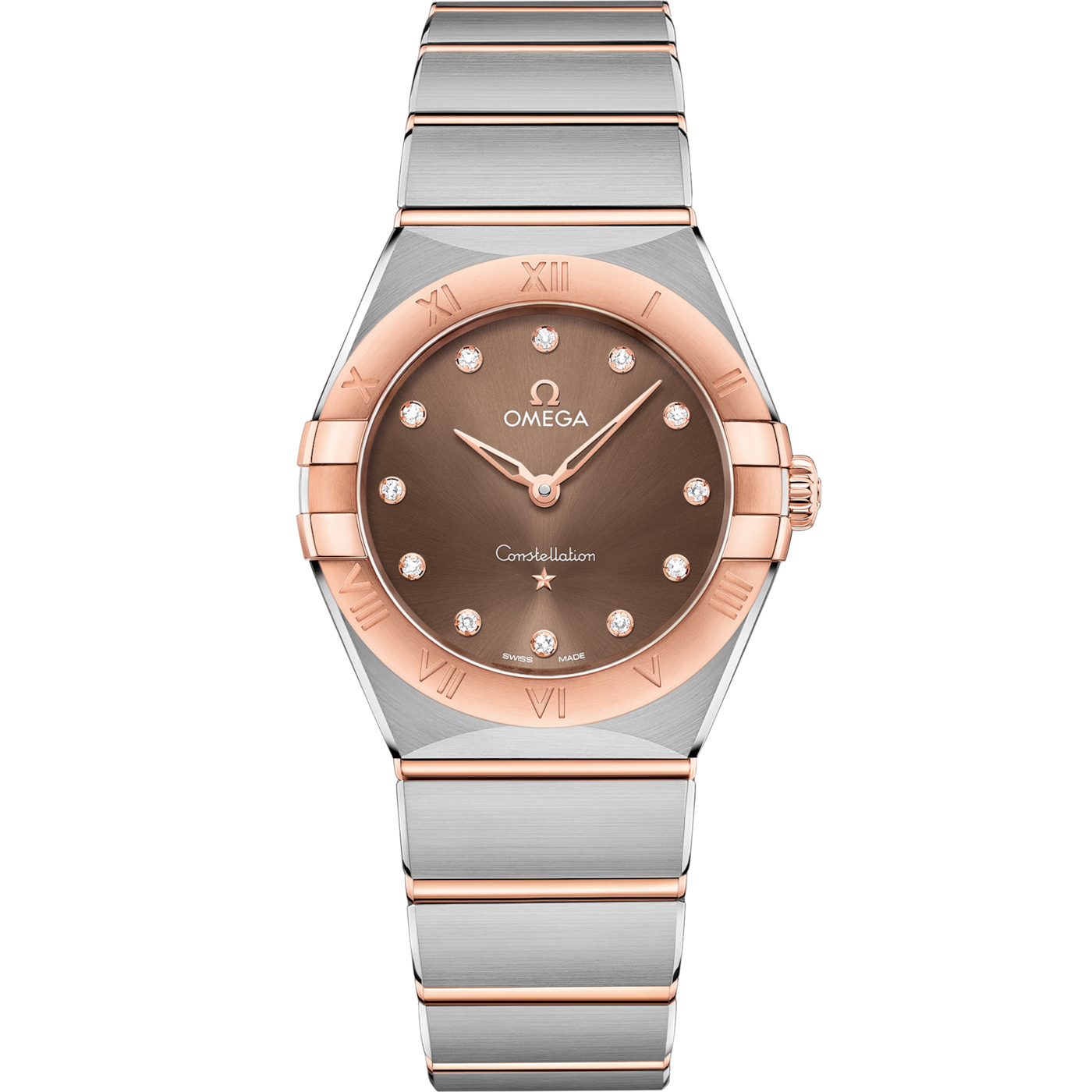 Omega Constellation Manhattan 28 Quartz Stainless Steel / Sedna Gold / Brown - Diamond — Ref. 131.20.28.60.63.001