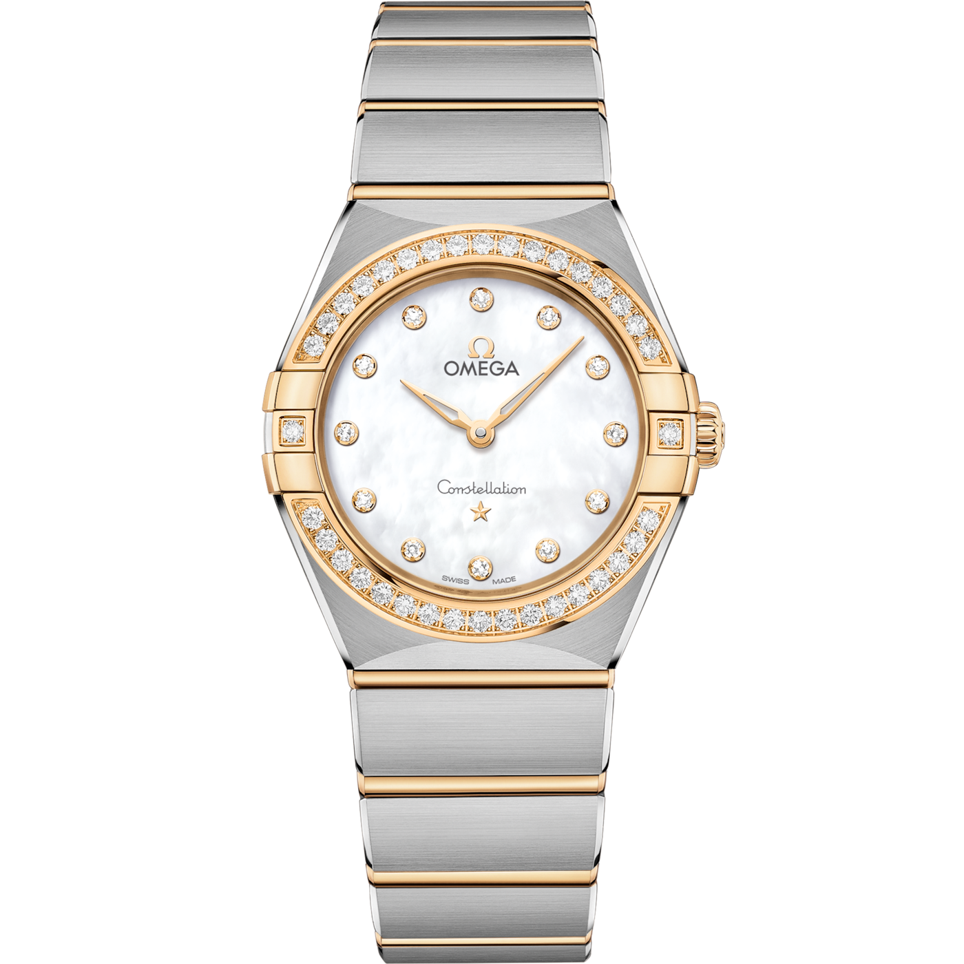Omega Constellation Manhattan 28 Quartz Stainless Steel / Yellow Gold / MOP / Diamond — Ref. 131.25.28.60.55.002