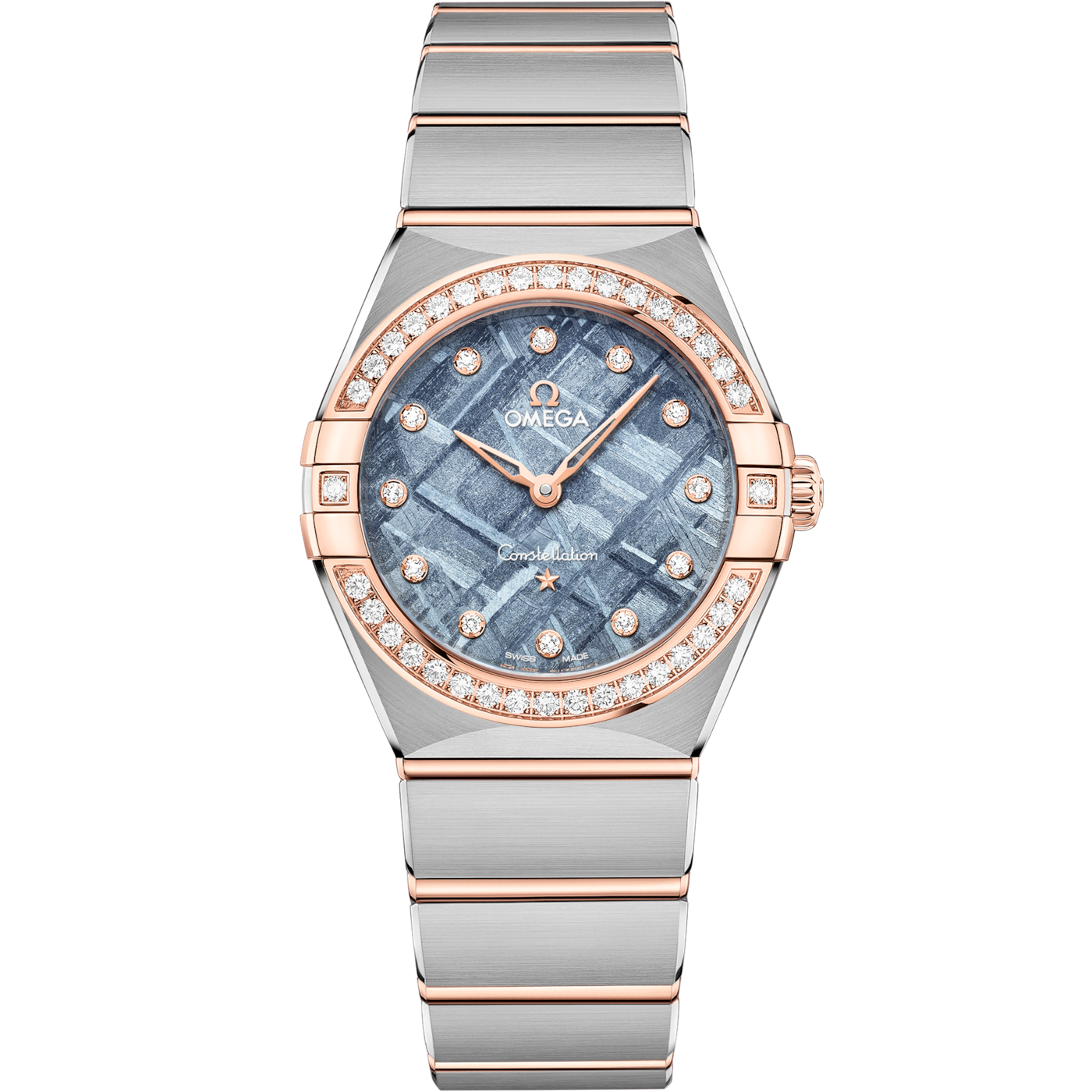 Omega Constellation Manhattan 28 Quartz Stainless Steel - Sedna Gold - Diamond / Ice Blue Meteorite — Ref. 131.25.28.60.99.001