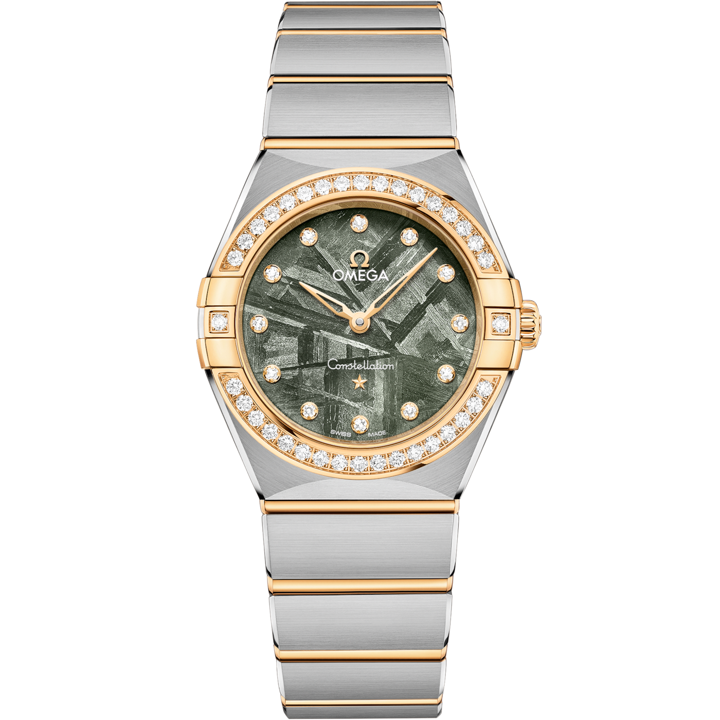 Omega Constellation Manhattan 28 Quartz Stainless Steel - Yellow Gold - Diamond / Green Meteorite — Ref. 131.25.28.60.99.002