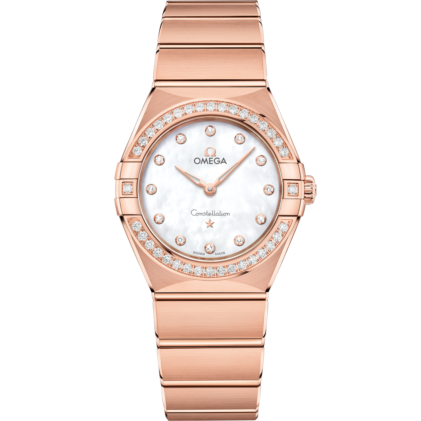 Omega Constellation Manhattan 28 Quartz Sedna Gold / MOP / Diamond — Ref. 131.55.28.60.55.001
