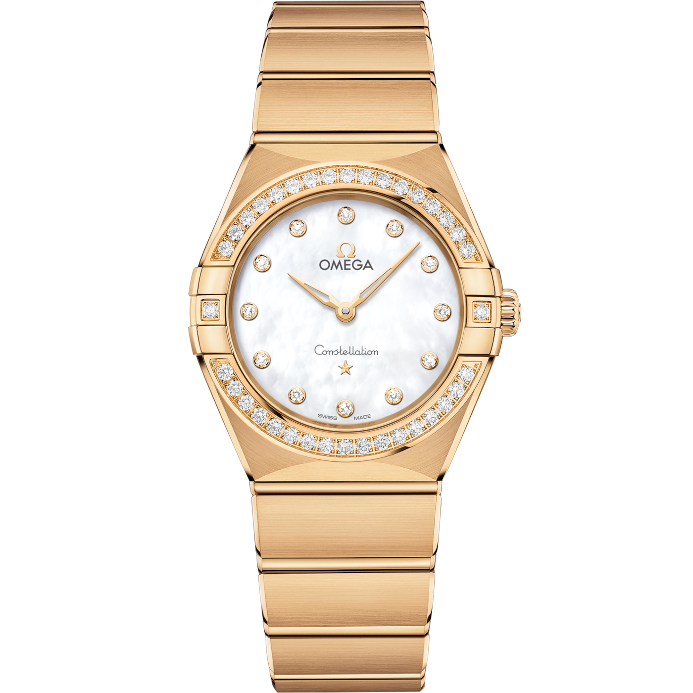 Omega Constellation Manhattan 28 Quartz Yellow Gold / MOP / Diamond — Ref. 131.55.28.60.55.002