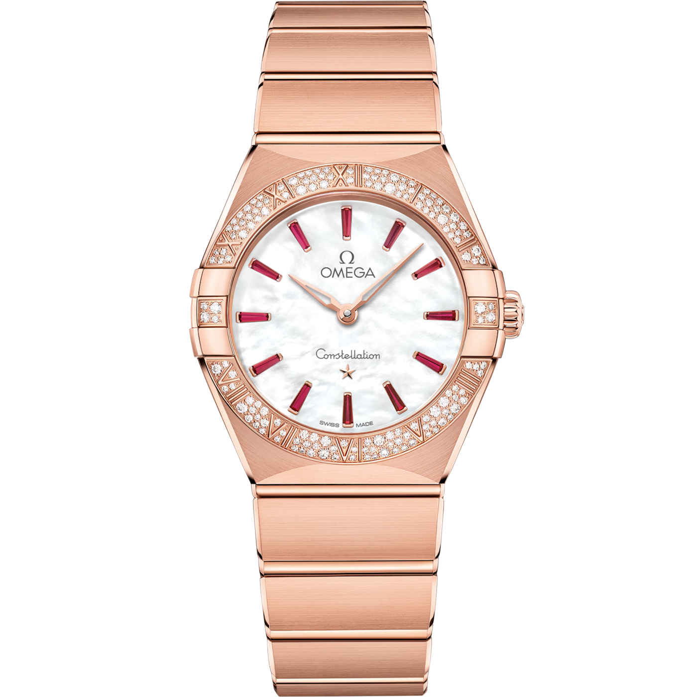 Omega Constellation Manhattan 28 Quartz Sedna Gold / MOP - Emerald / Diamond — Ref. 131.55.28.60.55.004