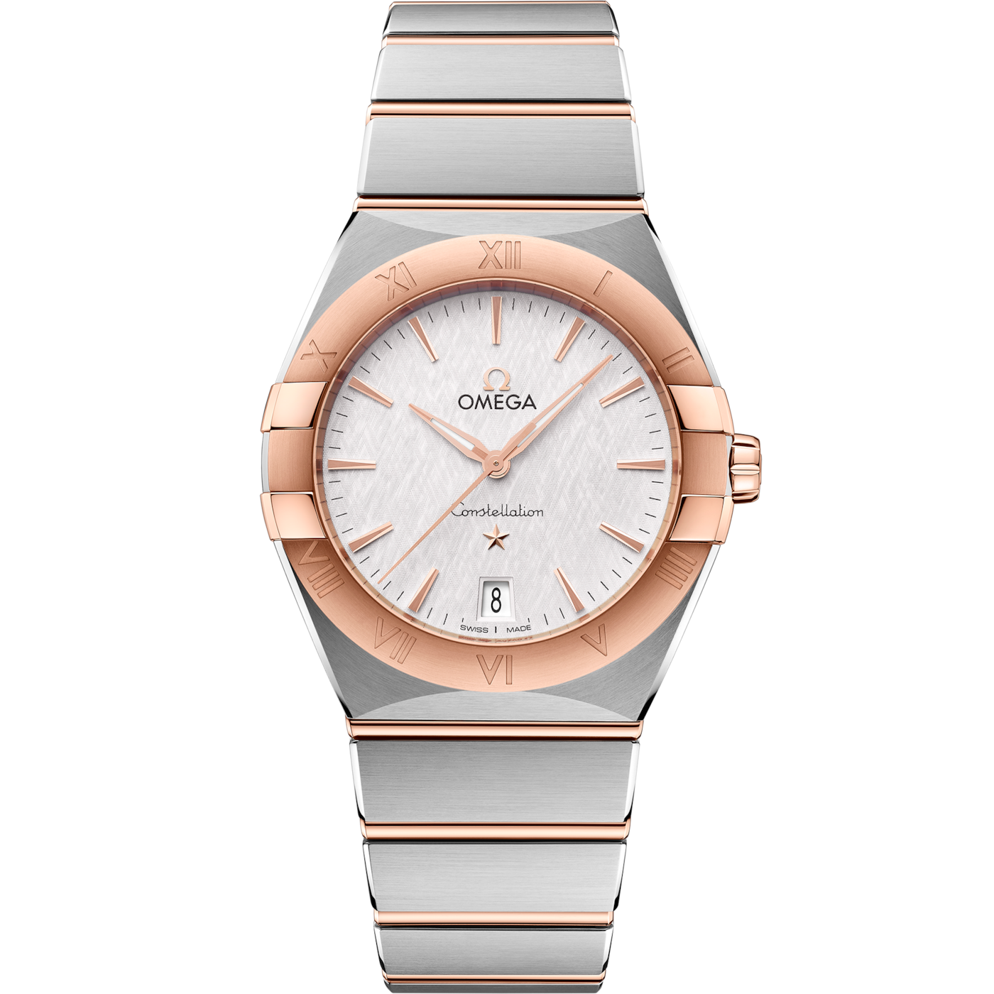 Omega Constellation Quartz 36 Stainless Steel / Sedna Gold / Silver / Bracelet — Ref. 131.20.36.60.02.001