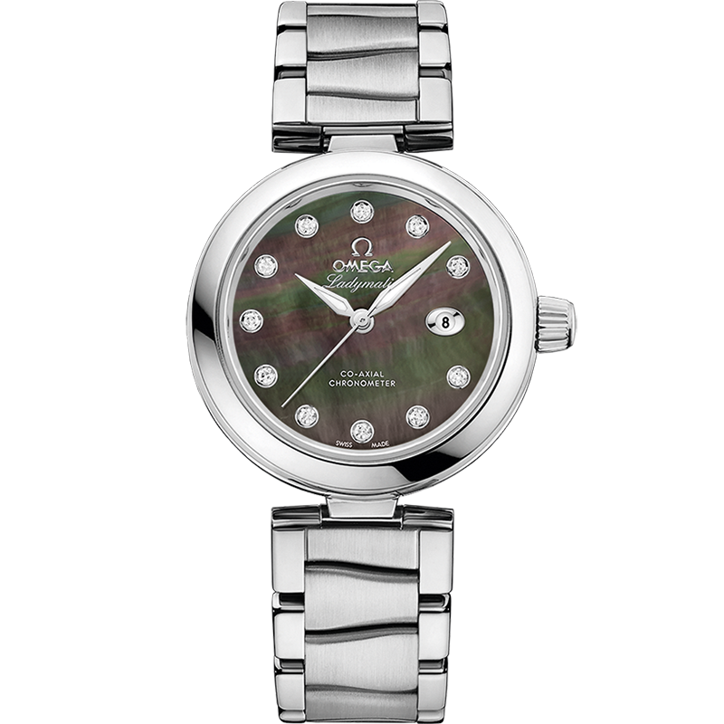 Omega LadyMatic Co-Axial 34 Stainless Steel / Brown MOP / Bracelet — Ref. 425.30.34.20.57.004