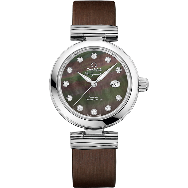 Omega LadyMatic Co-Axial 34 Stainless Steel / Brown MOP — Ref. 425.32.34.20.57.004