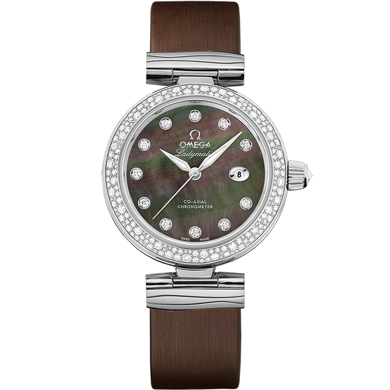 Omega LadyMatic Co-Axial 34 Stainless Steel / Diamond / Grey MOP — Ref. 425.37.34.20.57.004